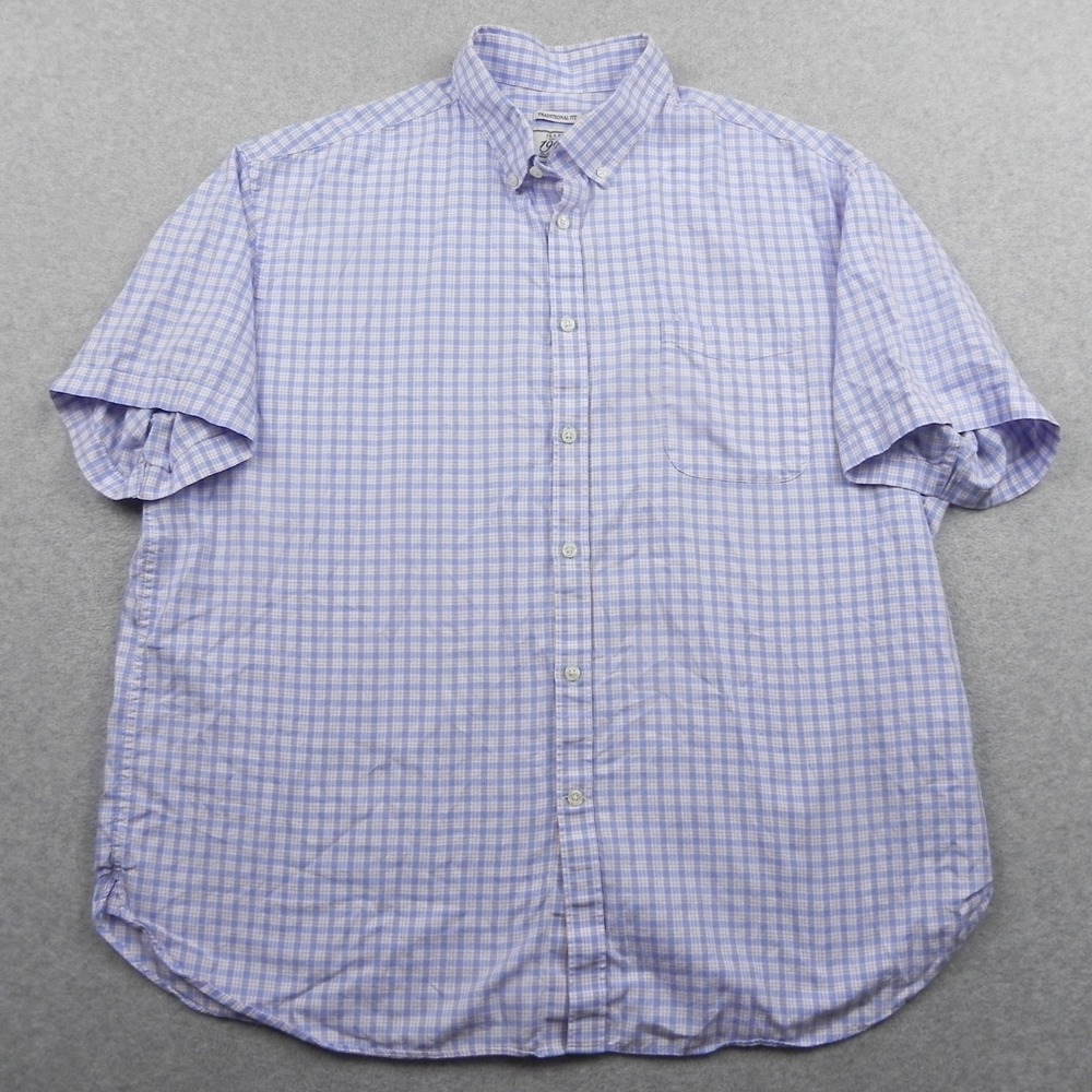 Jos A Bank Shirt Mens XXL Traditional Fit 1905 Blue Plaid Cotton Button Down
